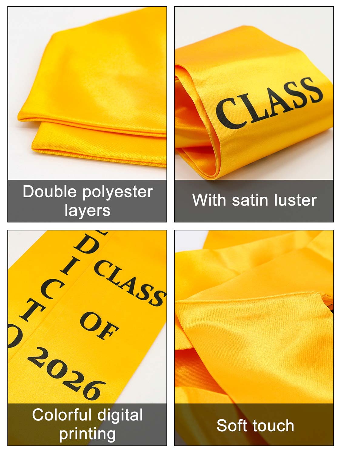 Class of 2026 Printed Valedictorian, Salutatorian & Honor Graduation Stole 72" - 2 Colors Available