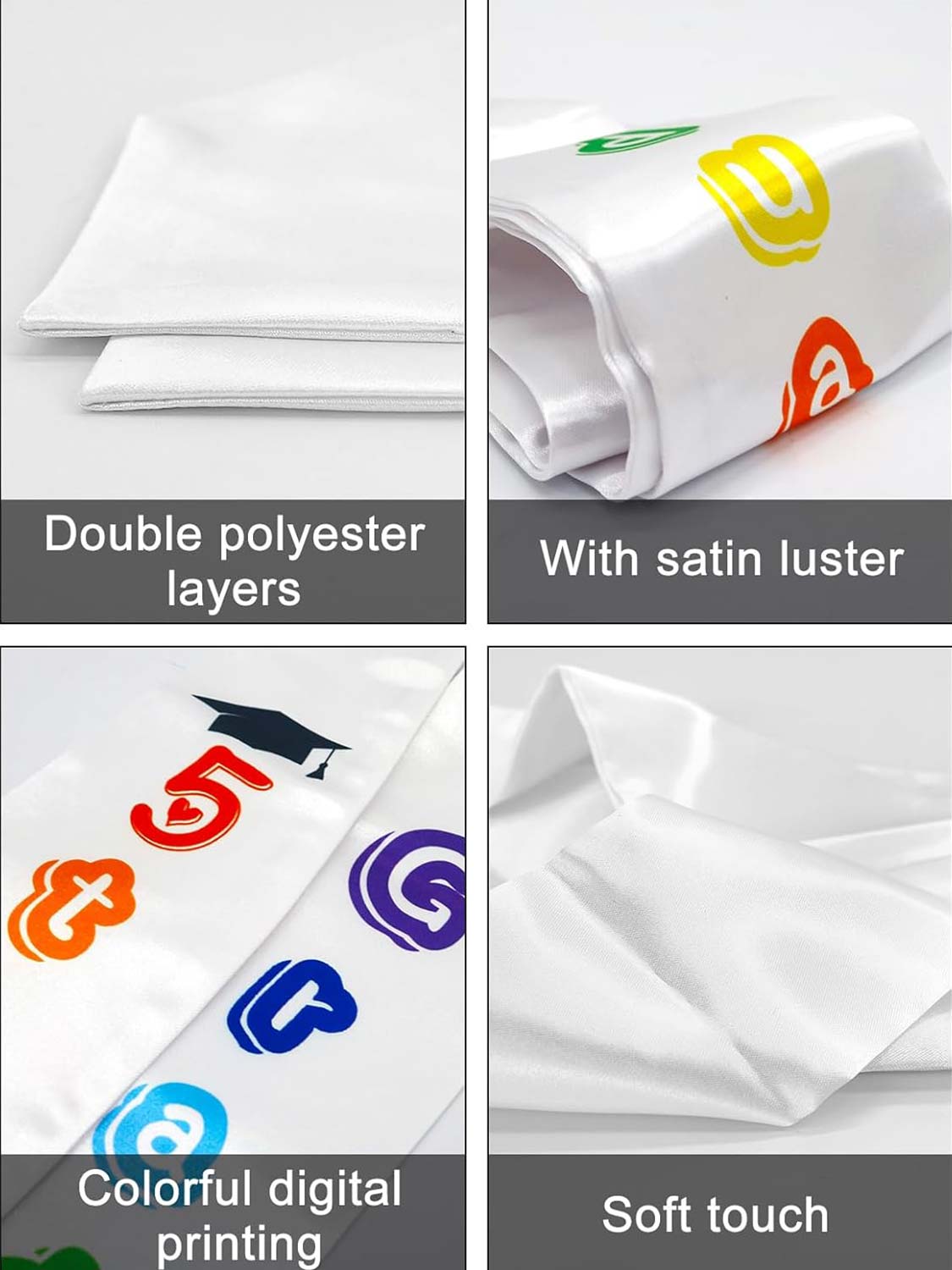 Graduation Stole 50" for 5th Grade Graduates - 3 Colors Available