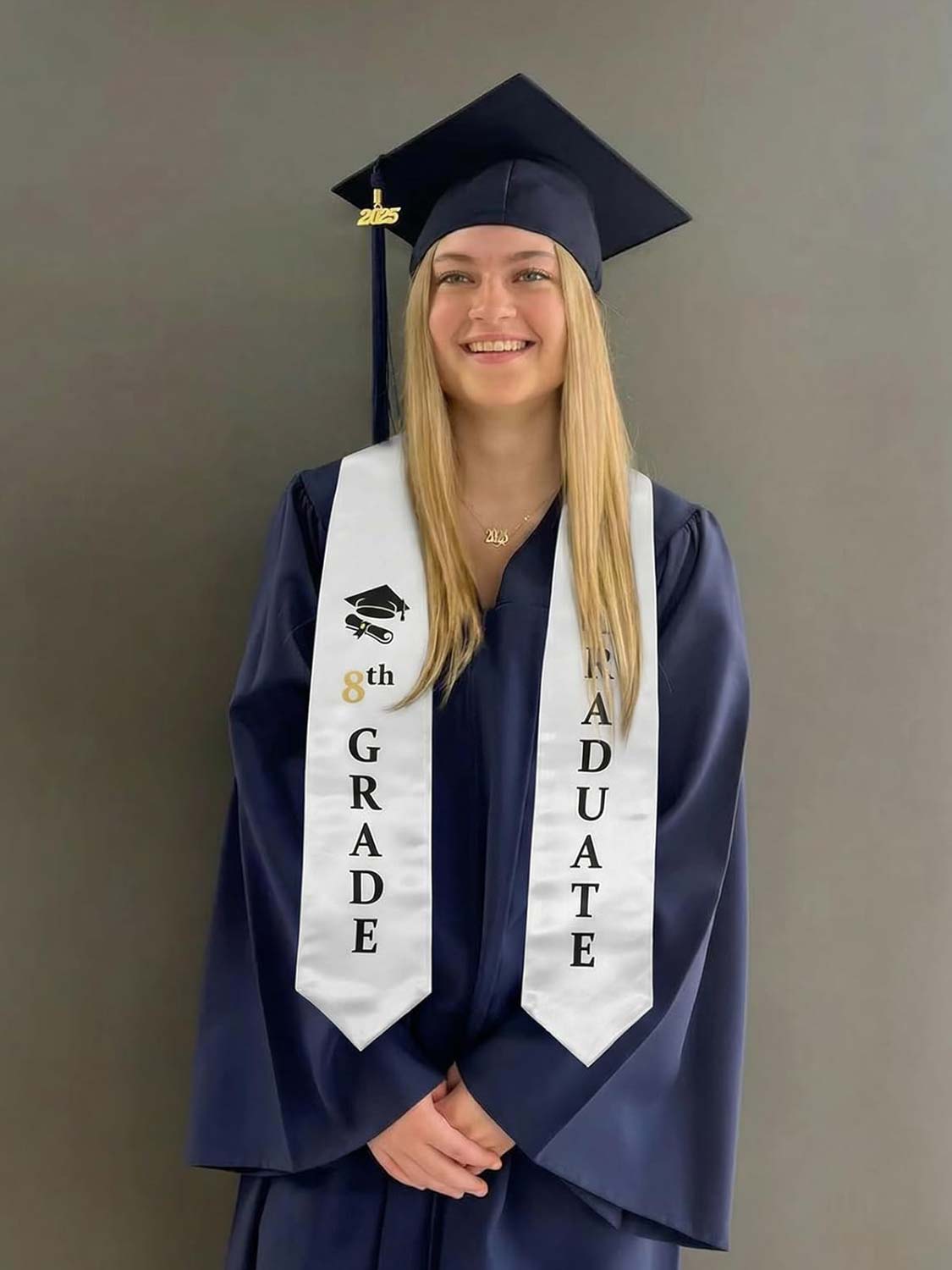 8th Grade Graduation Stole 60" for Middle School Graduation Ceremony- 3 Colors Available