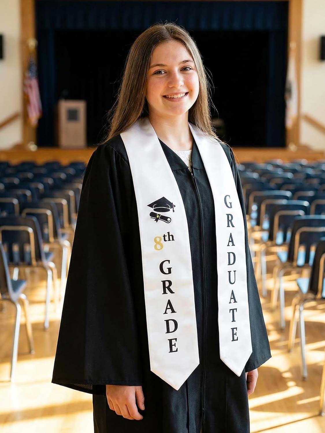 8th Grade Graduation Stole 60" for Middle School Graduation Ceremony- 3 Colors Available