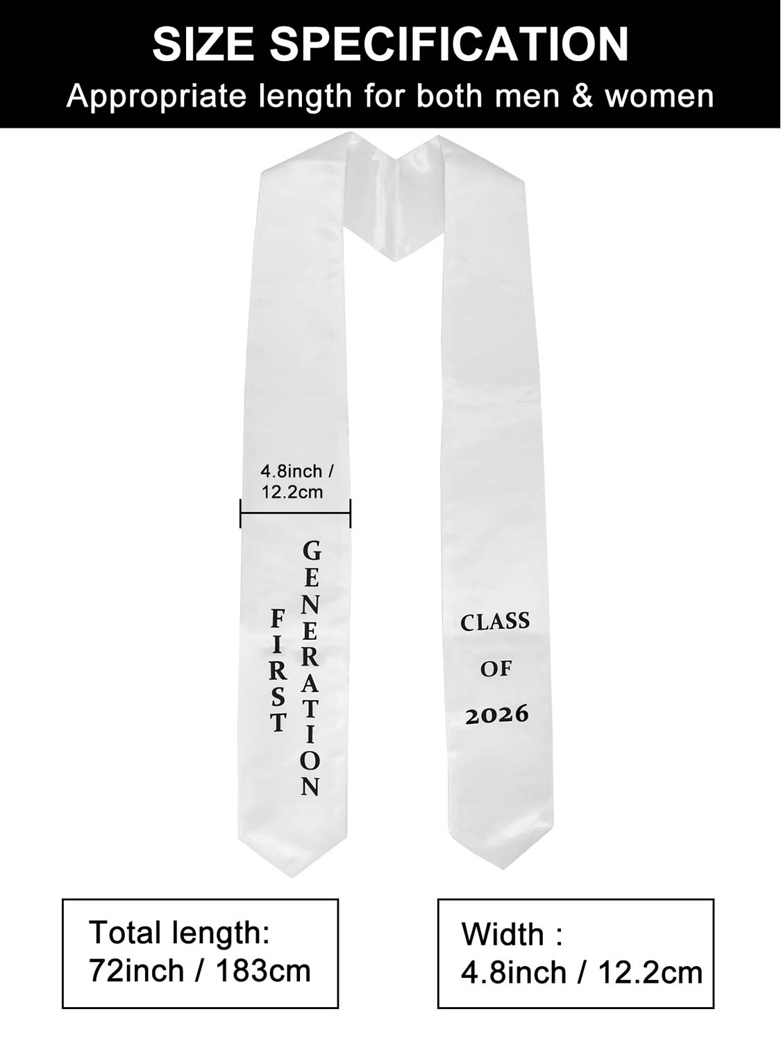 Class of 2026 First Generation Graduation Stole 72" for High School College Graduates - 2 Colors Available
