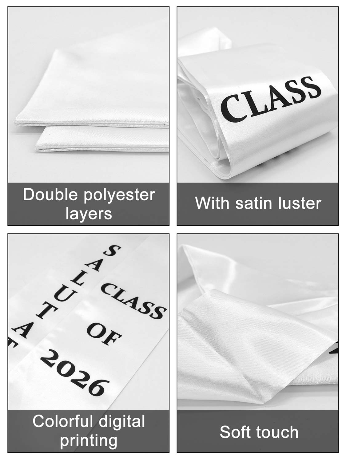 Class of 2026 Printed Valedictorian, Salutatorian & Honor Graduation Stole 72" - 2 Colors Available