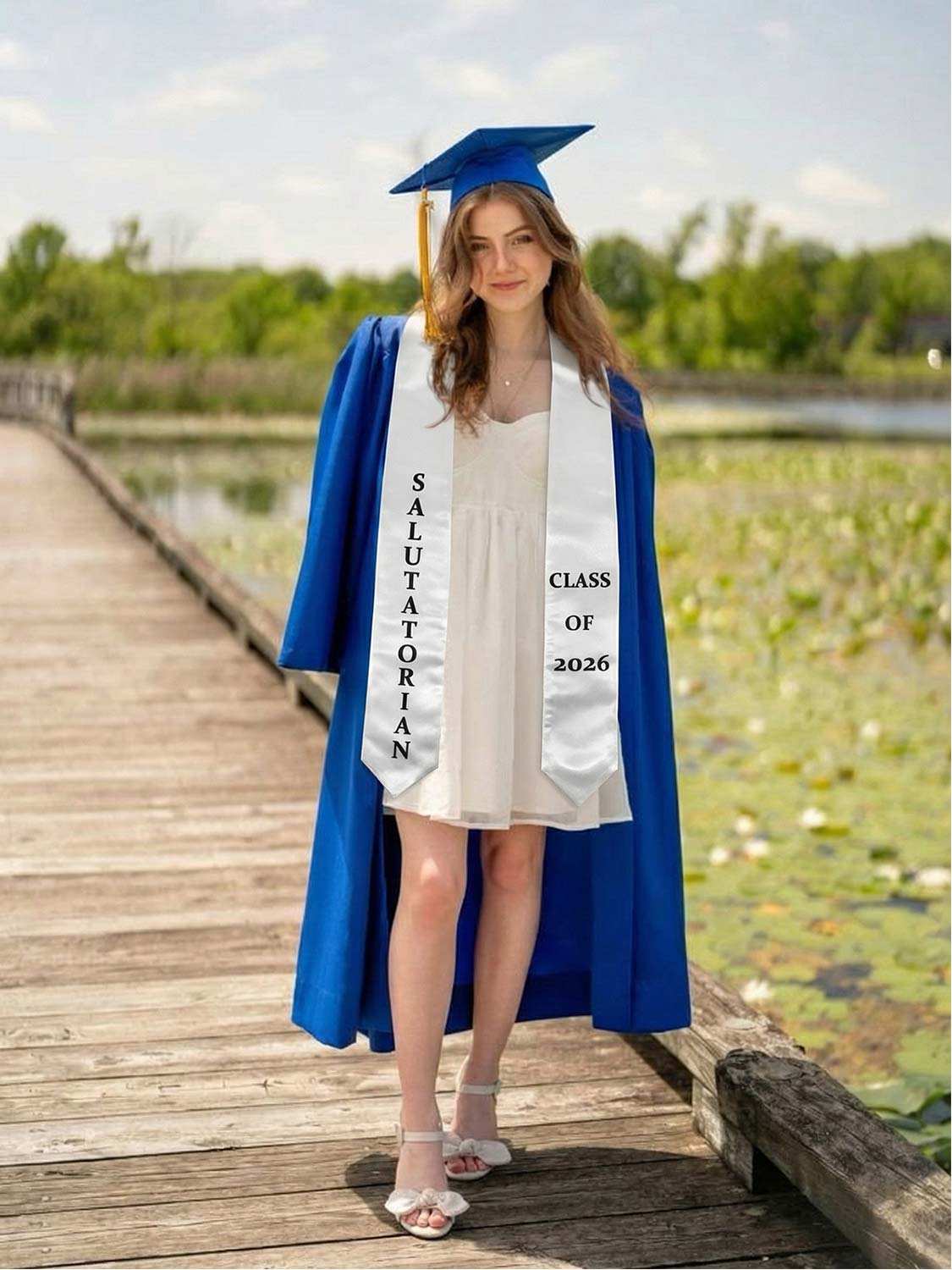 Class of 2026 Printed Valedictorian, Salutatorian & Honor Graduation Stole 72" - 2 Colors Available