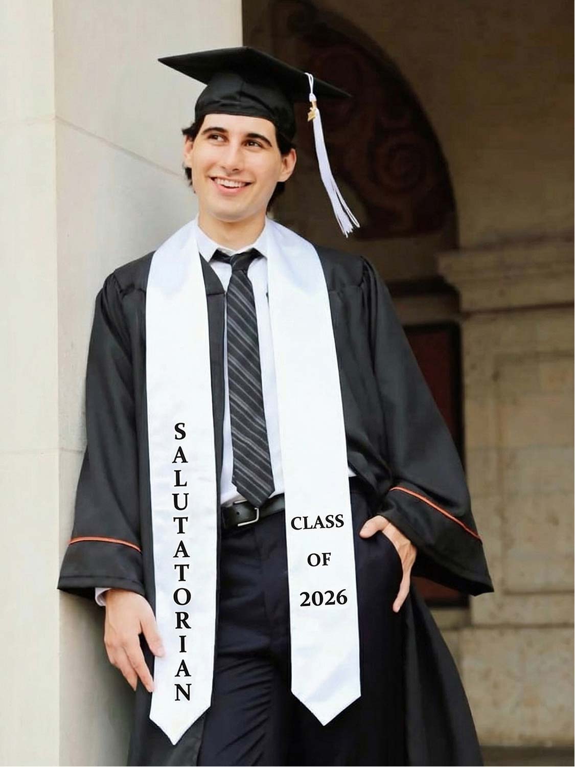 Class of 2026 Printed Valedictorian, Salutatorian & Honor Graduation Stole 72" - 2 Colors Available