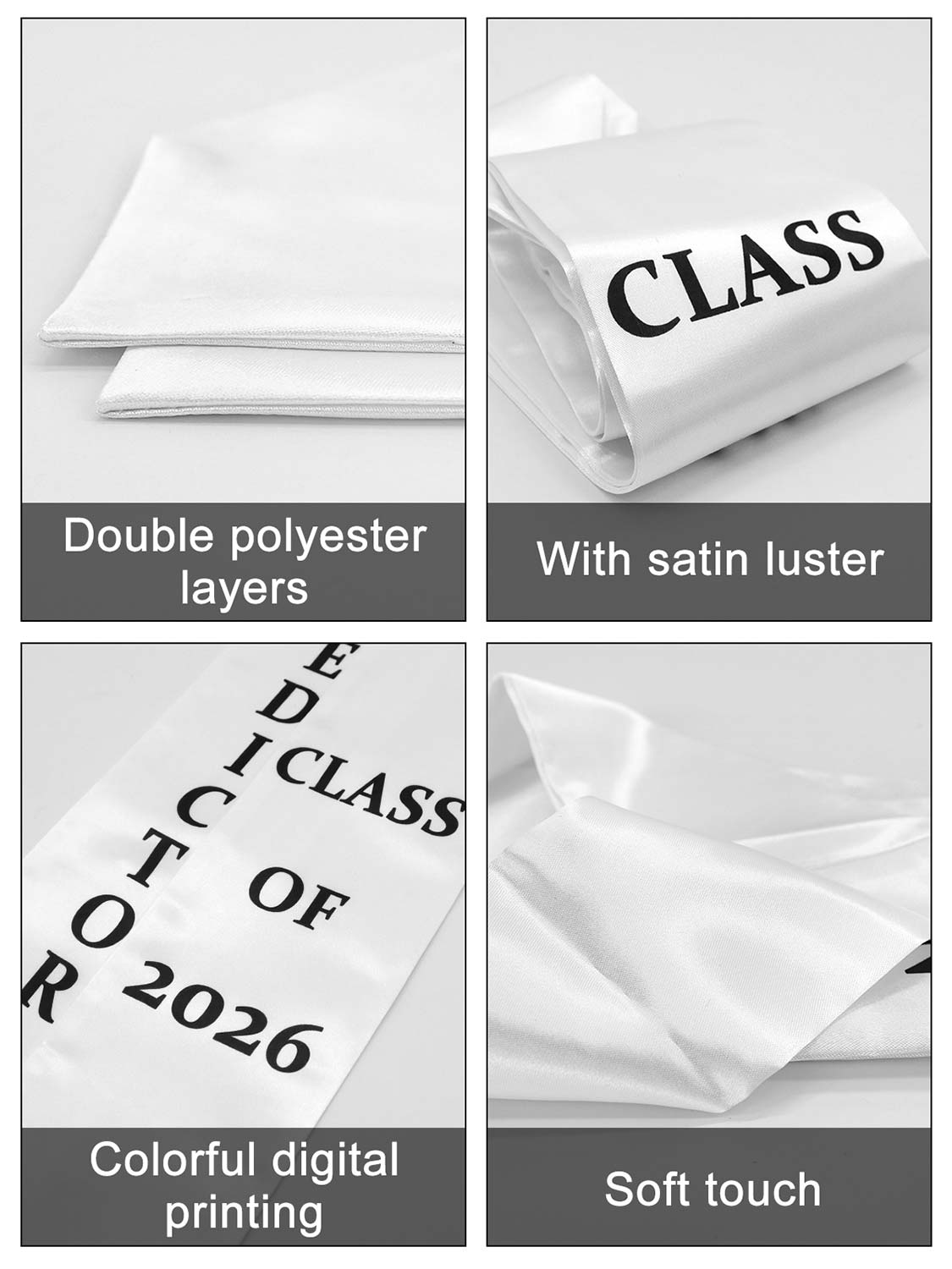 Class of 2026 Printed Valedictorian, Salutatorian & Honor Graduation Stole 72" - 2 Colors Available