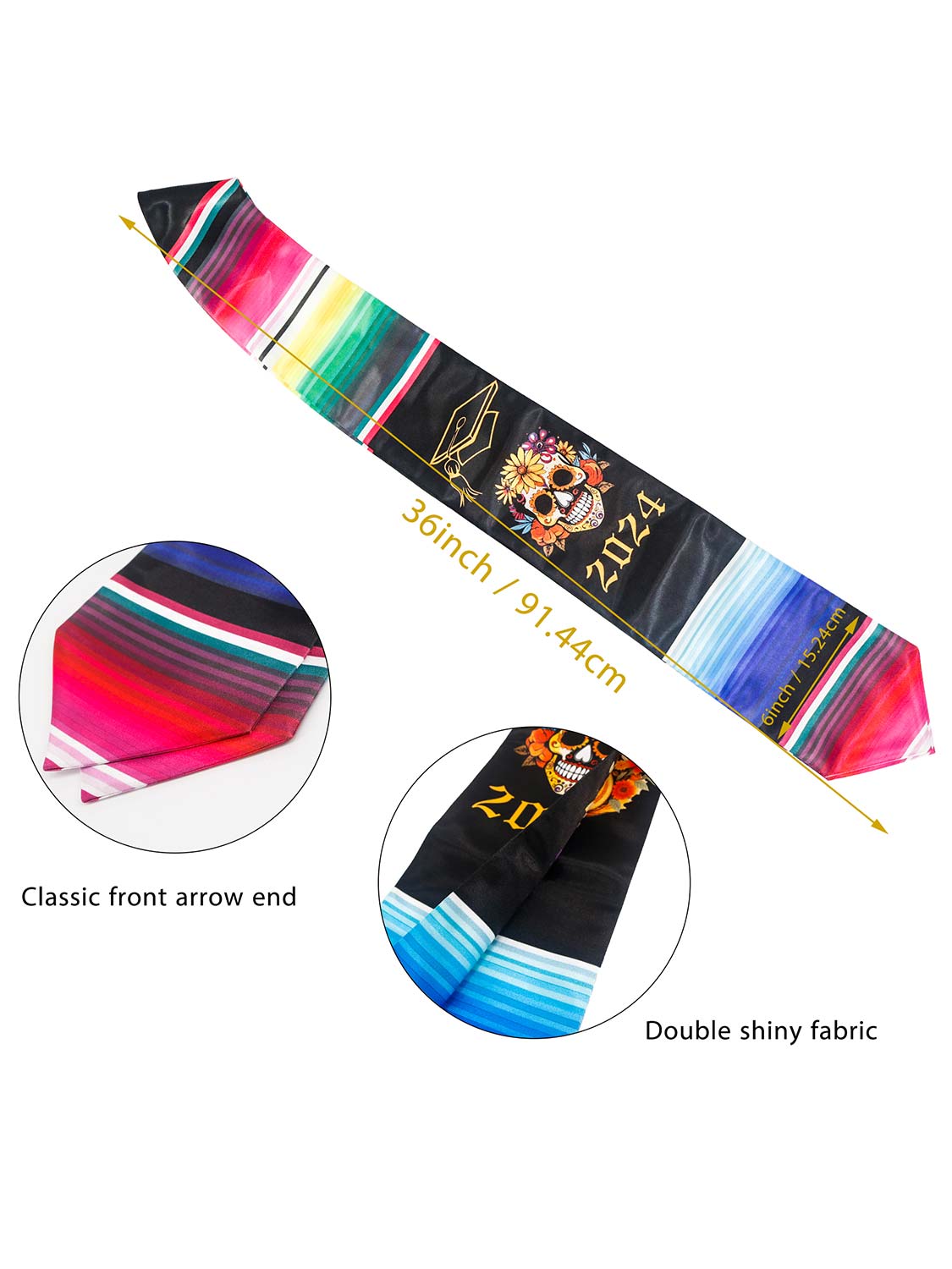 Class of 2024 Mexican Unisex Graduation Stole 72 - 2 Styles Available