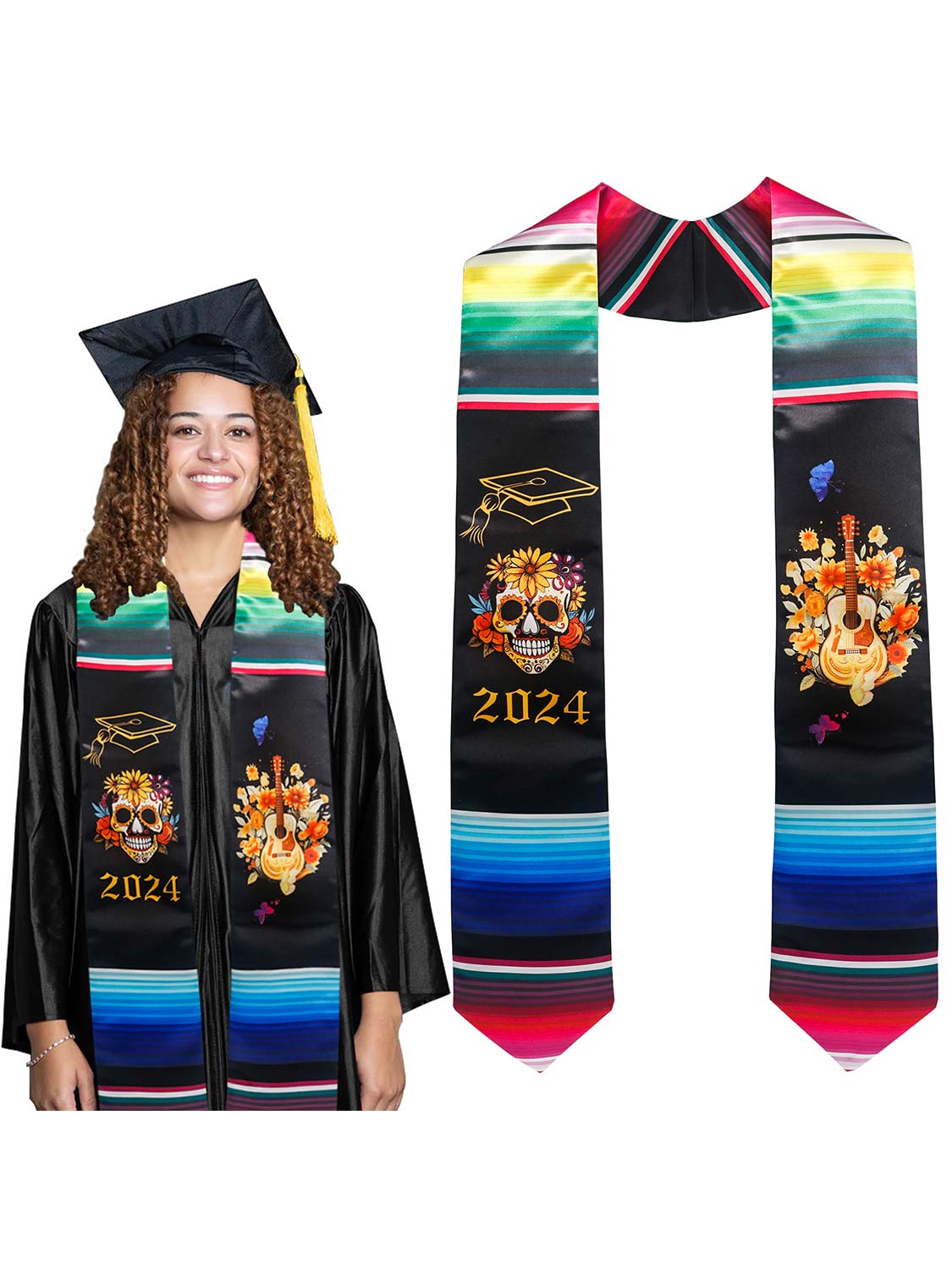 Class of 2024 Mexican Unisex Graduation Stole 72 - 2 Styles Available