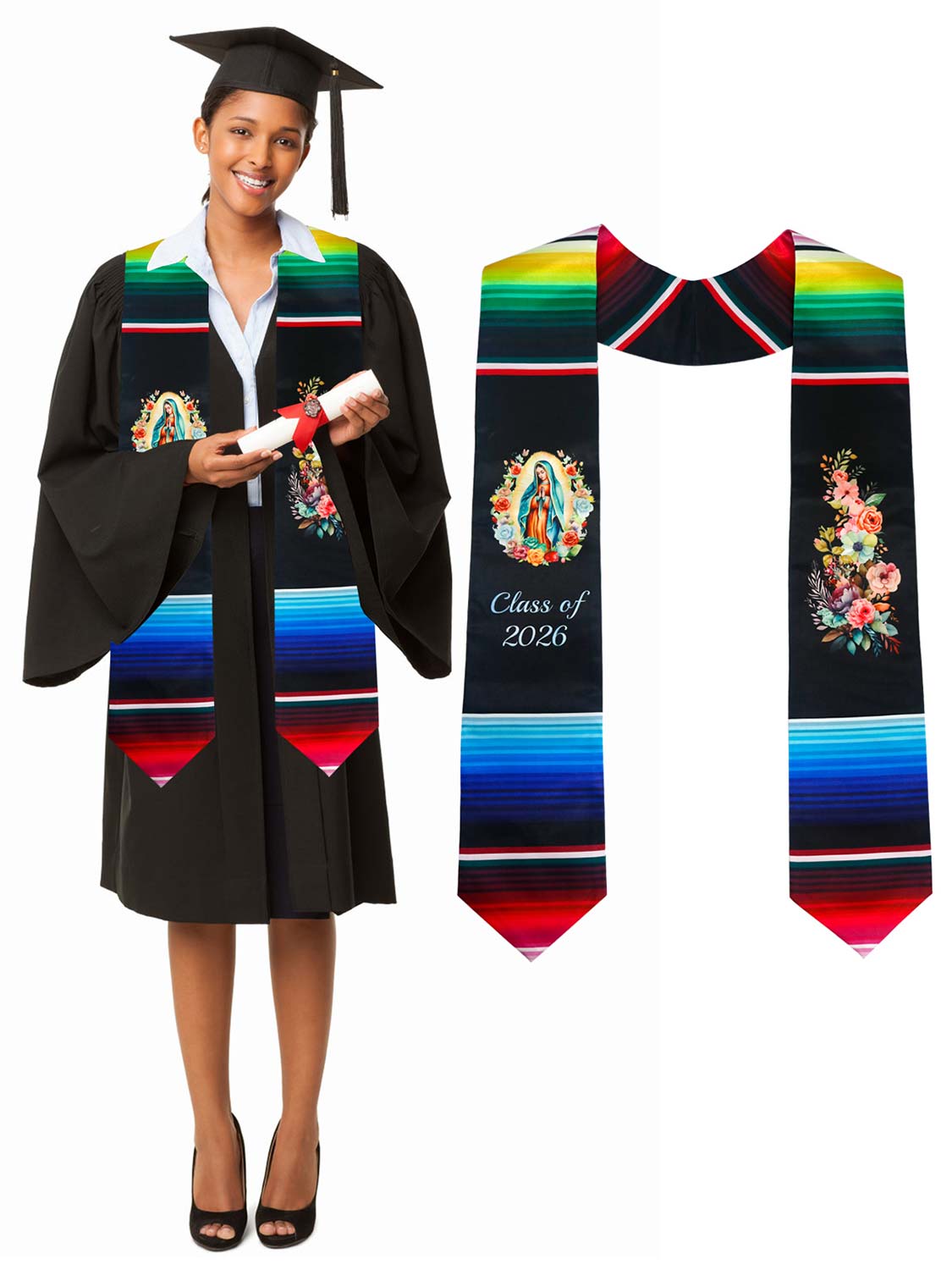 Class of 2026 Mexican Unisex Graduation Stole 72" - 2 Styles Available