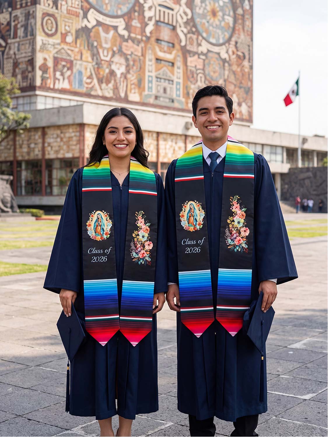 Class of 2026 Mexican Unisex Graduation Stole 72" - 2 Styles Available