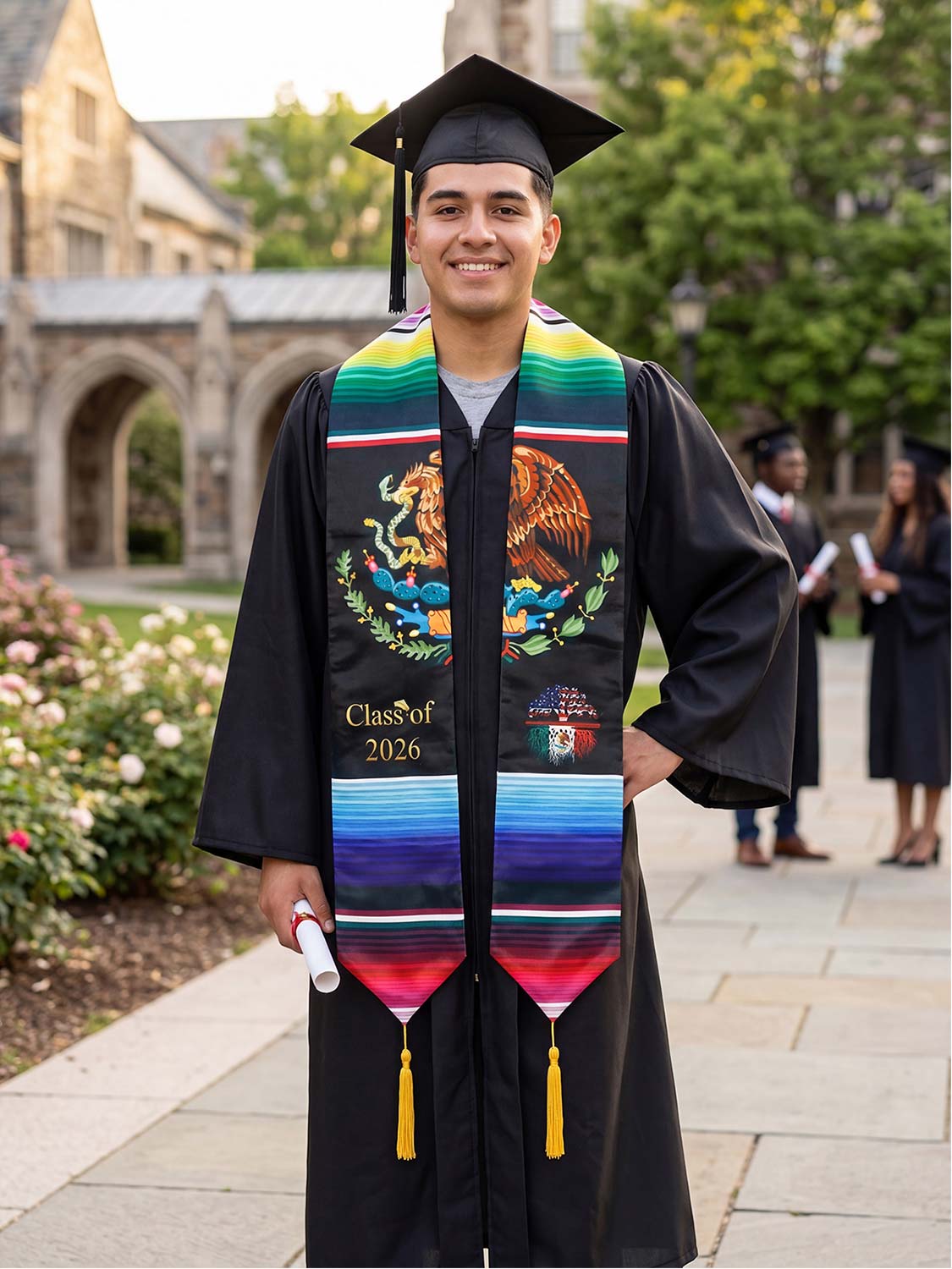 Class of 2026 Mexican Unisex Graduation Stole 72" with Gold Tassel