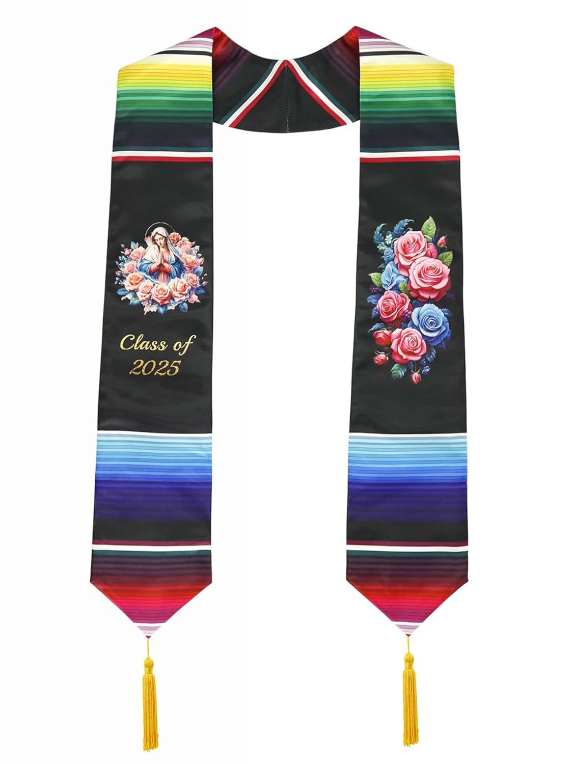 Class of 2025 Mexican Unisex Graduation Stole 72" with Gold Tassel - 2 Styles Available
