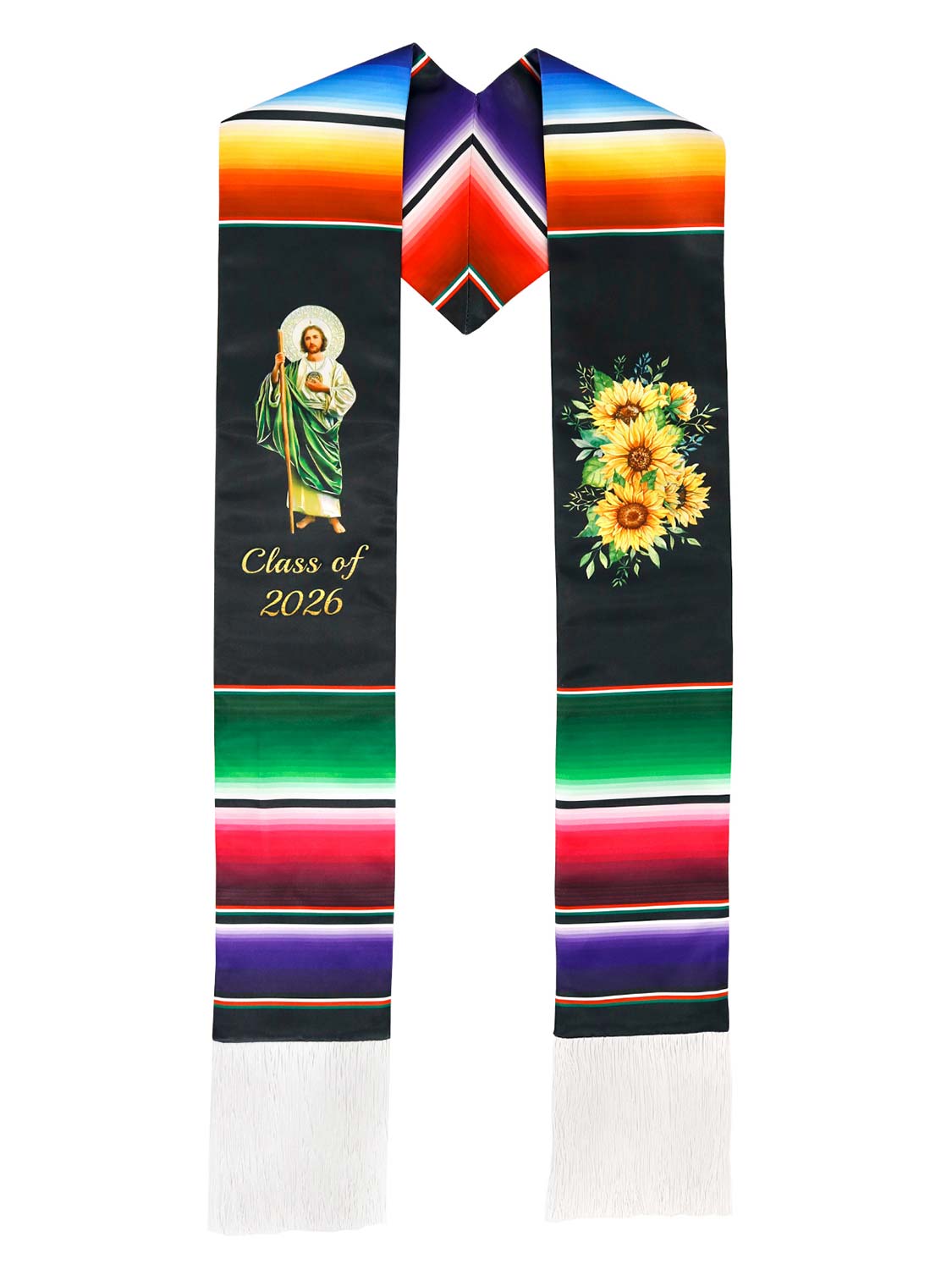 Mexican 72" Class of 2026 Graduation Stole with White Tassels - 4 styles available