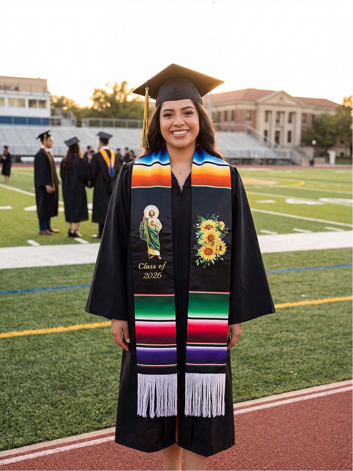Mexican 72" Class of 2026 Graduation Stole with White Tassels - 4 styles available