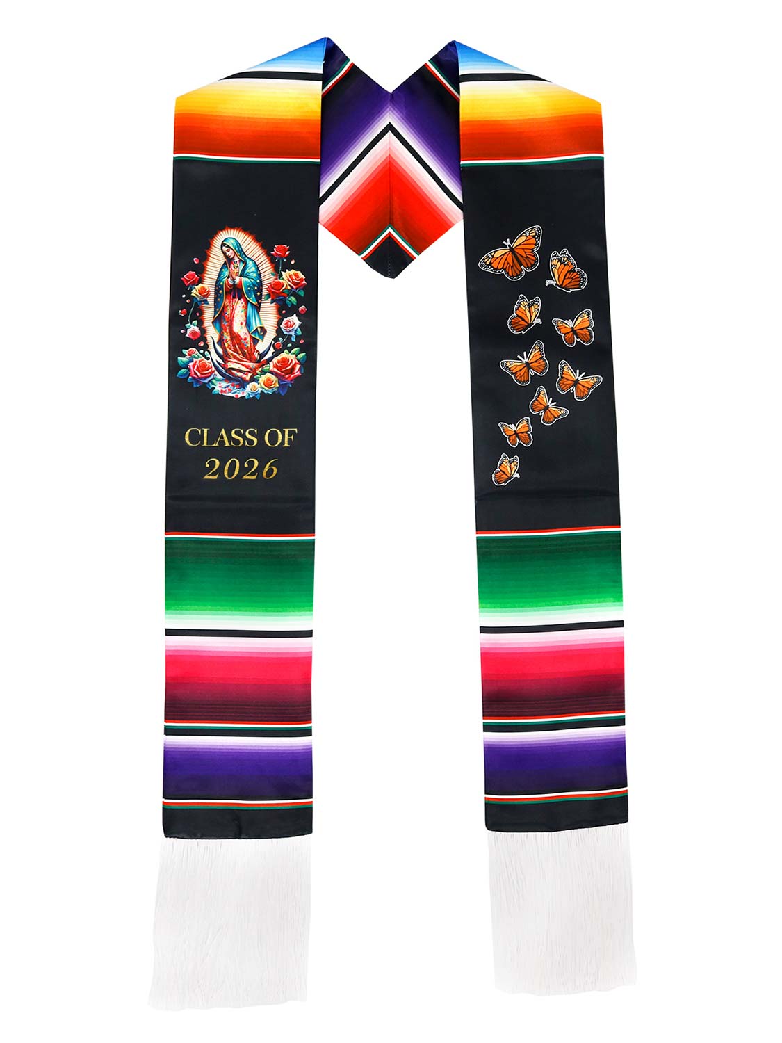 Mexican 72" Class of 2026 Graduation Stole with White Tassels - 4 styles available