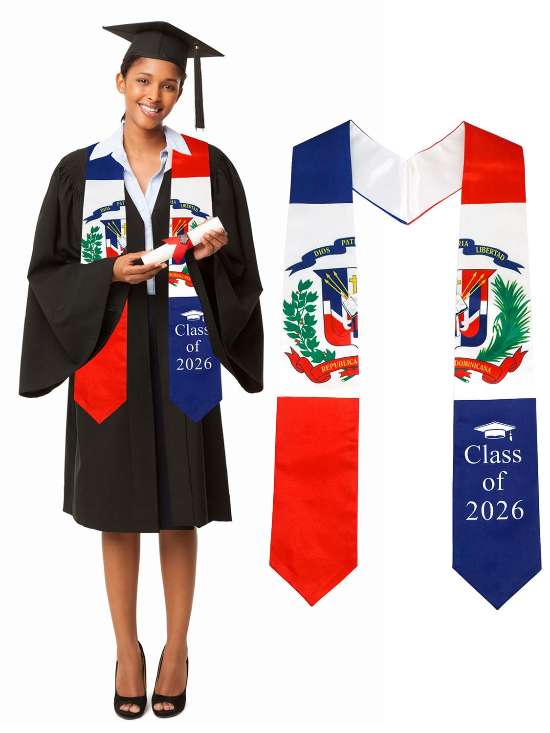 Class of 2026 Flag Graduation Stole for Adults 72" - 8 Styles Available