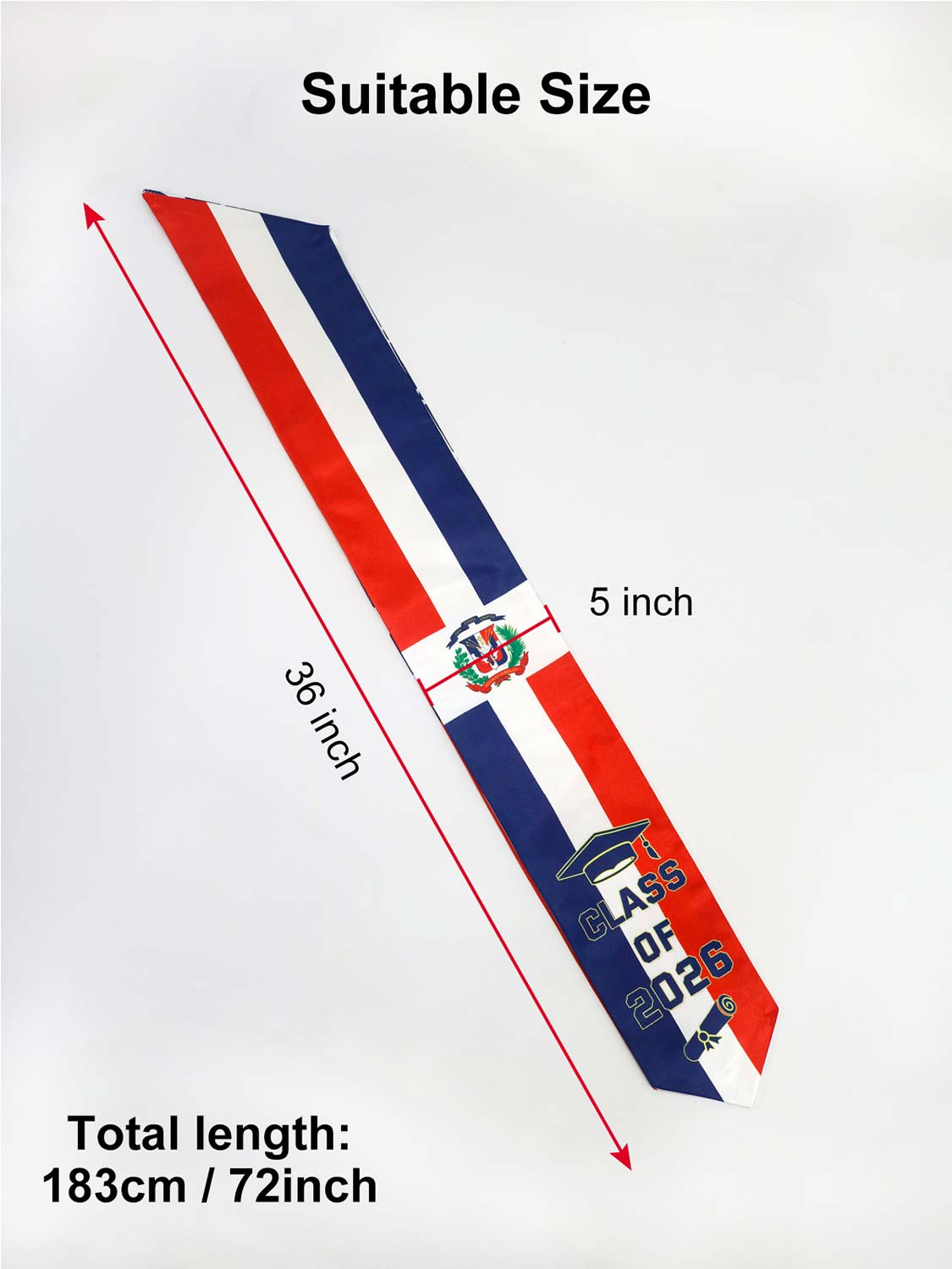 Class of 2026 Flag Graduation Stole for Adults 72" - 8 Styles Available