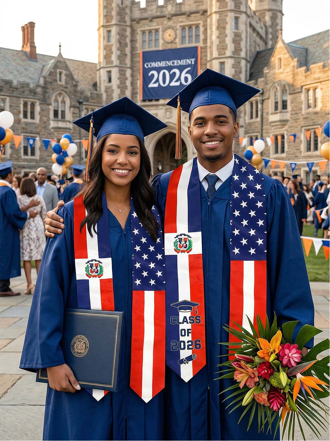 Class of 2026 Flag Graduation Stole for Adults 72" - 8 Styles Available