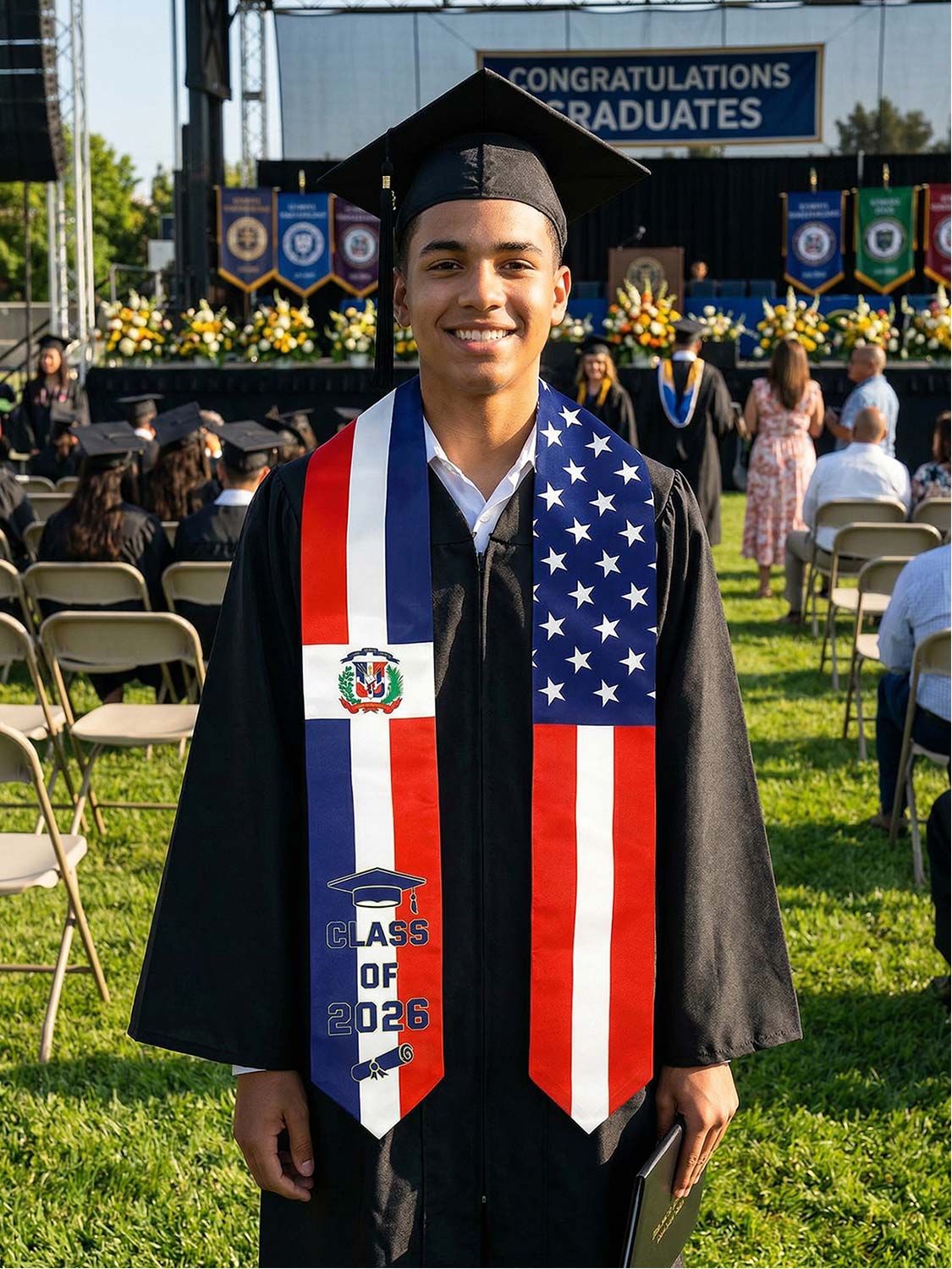 Class of 2026 Flag Graduation Stole for Adults 72" - 8 Styles Available
