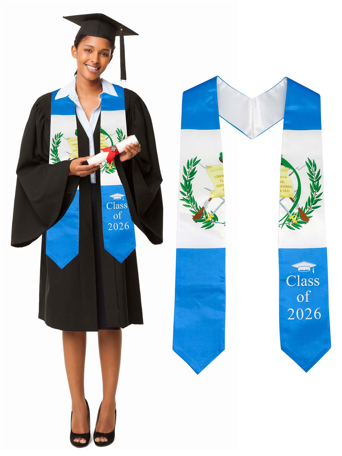 Class of 2026 Flag Graduation Stole for Adults 72" - 8 Styles Available