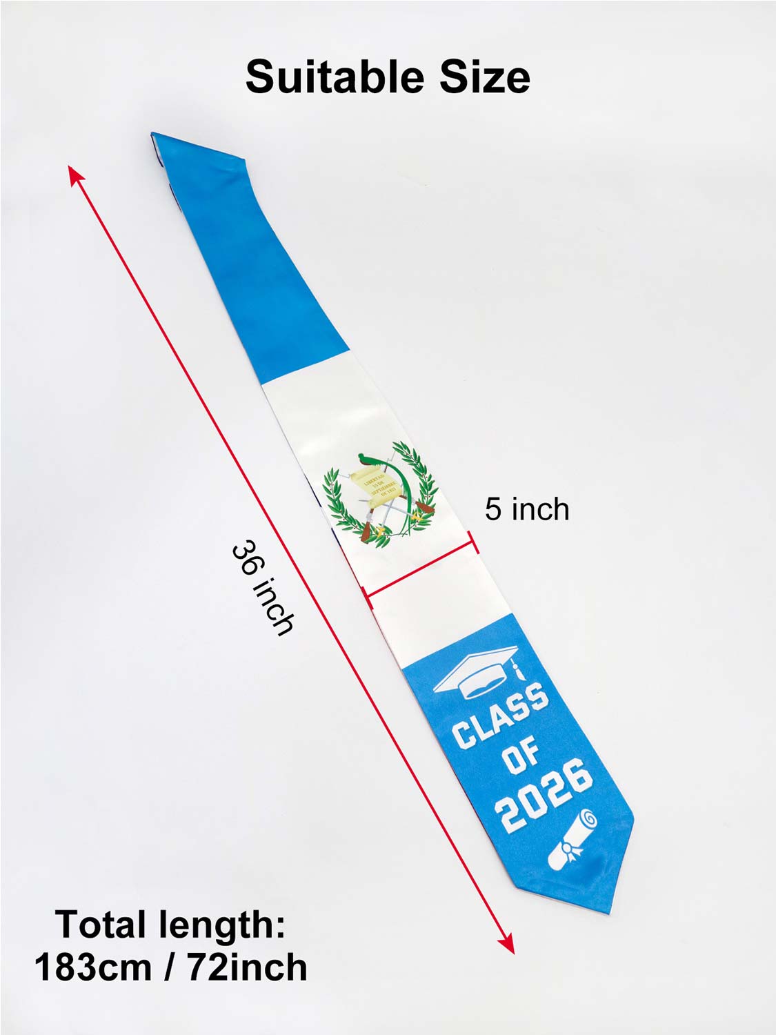 Class of 2026 Flag Graduation Stole for Adults 72" - 8 Styles Available