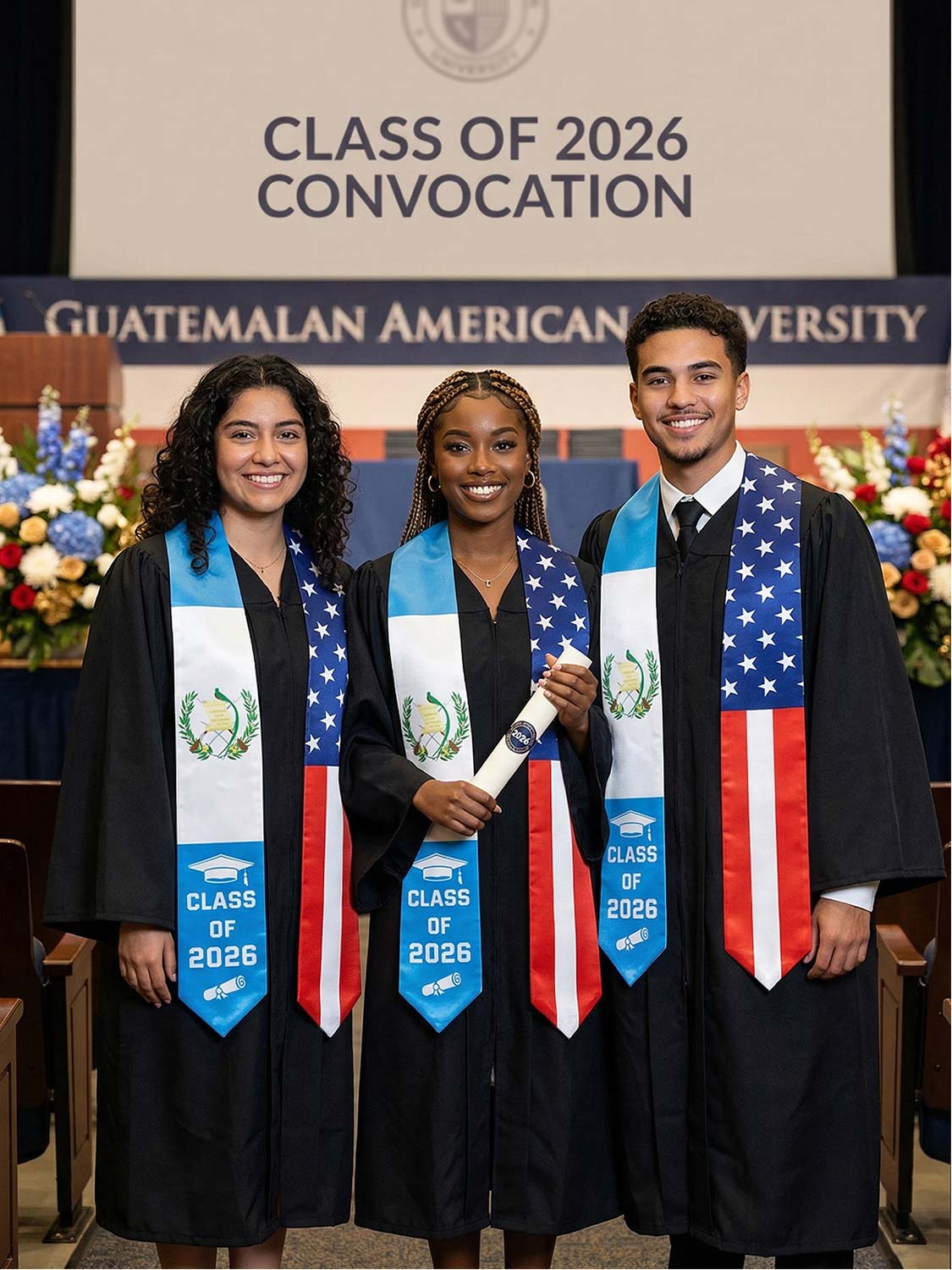Class of 2026 Flag Graduation Stole for Adults 72" - 8 Styles Available