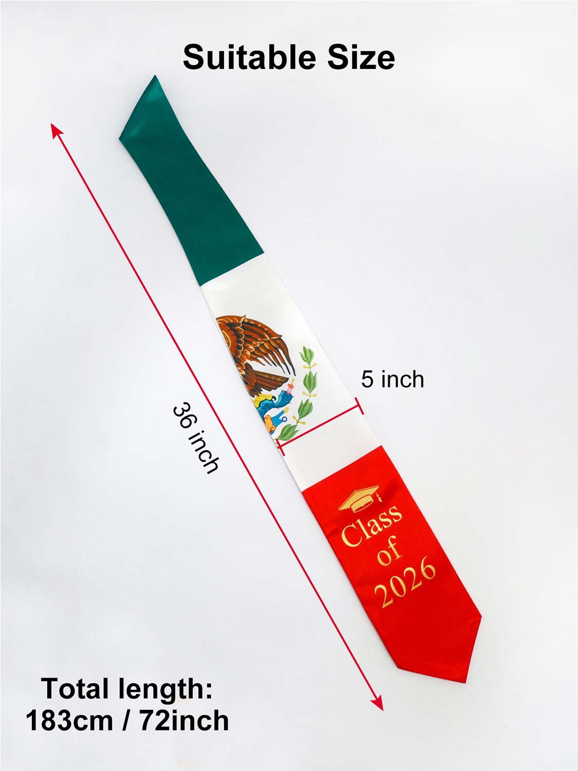 Class of 2026 Flag Graduation Stole for Adults 72" - 8 Styles Available