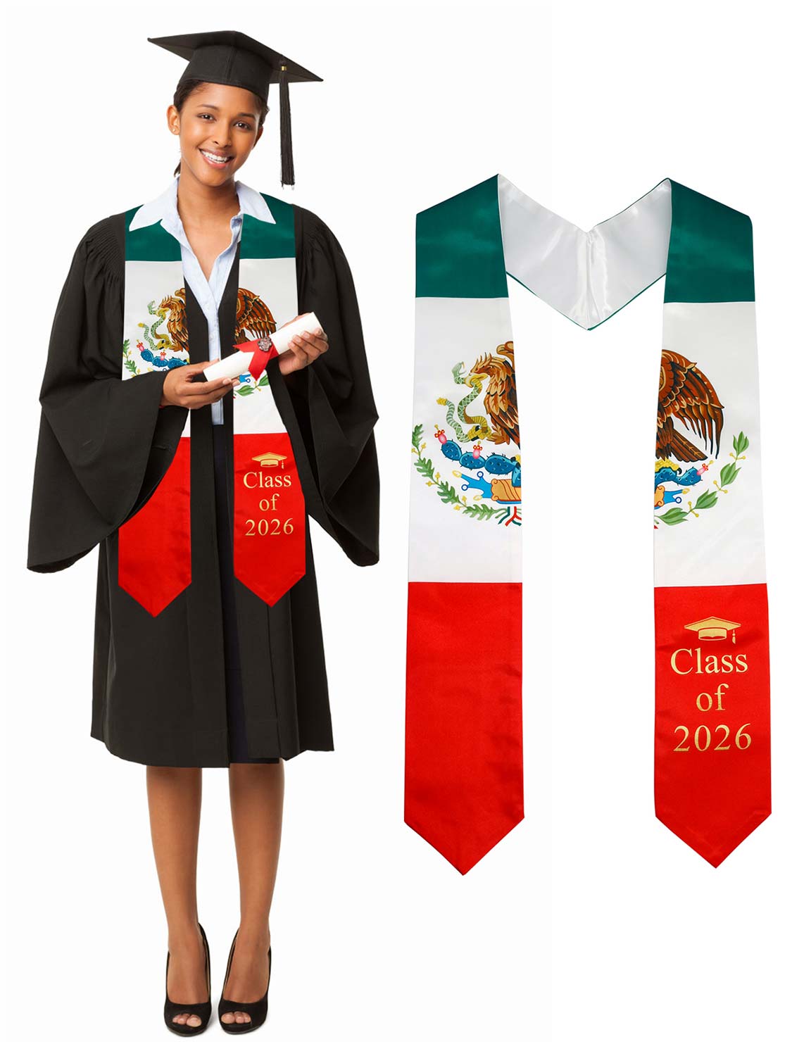 Class of 2026 Flag Graduation Stole for Adults 72" - 8 Styles Available
