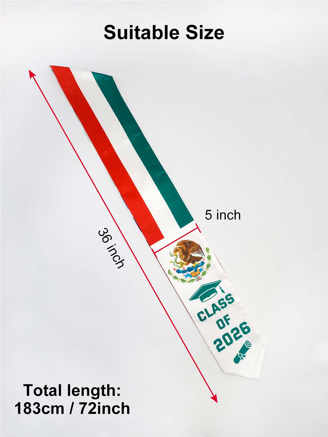 Class of 2026 Flag Graduation Stole for Adults 72" - 8 Styles Available