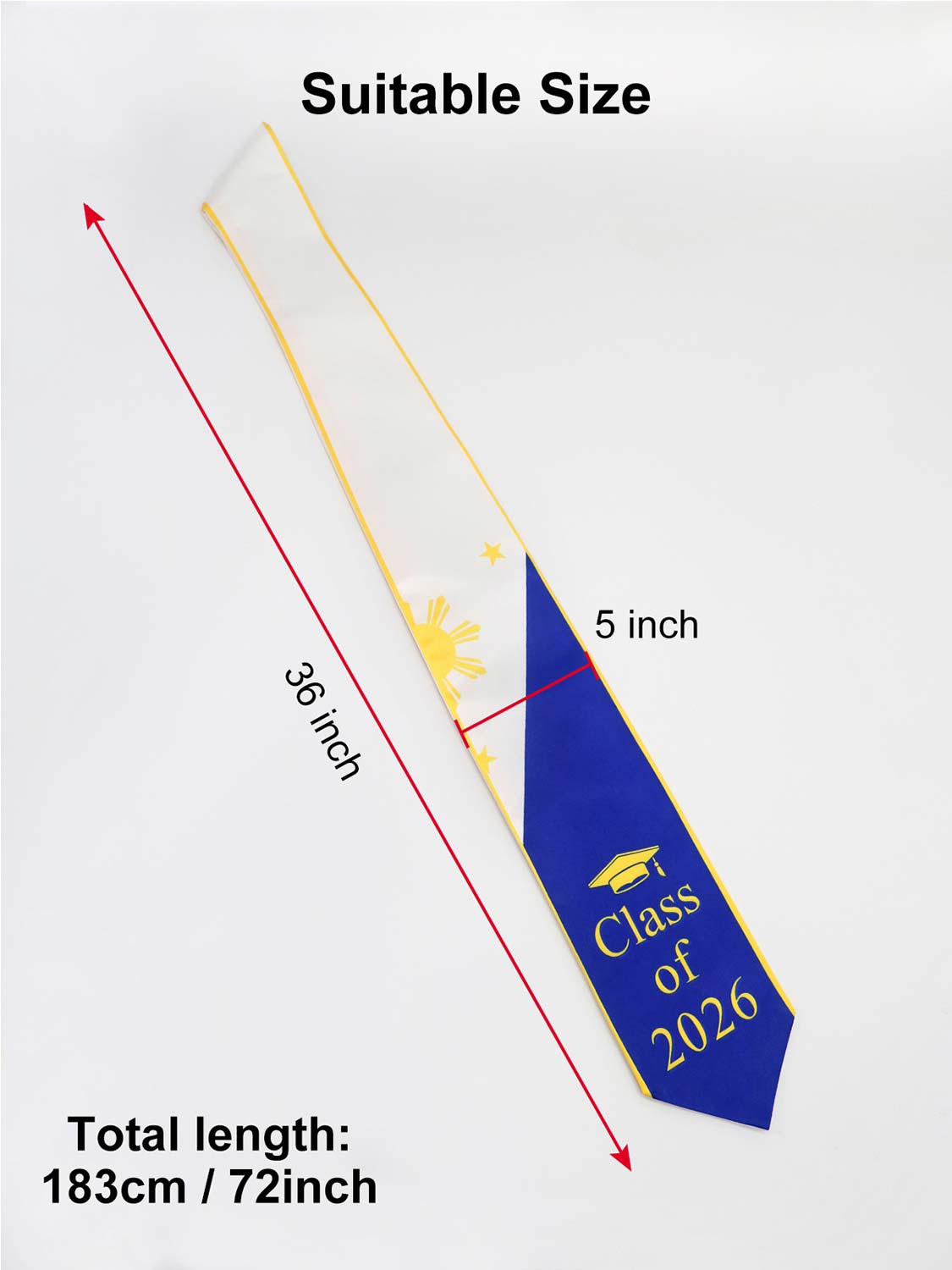 Class of 2026 Flag Graduation Stole for Adults 72" - 8 Styles Available
