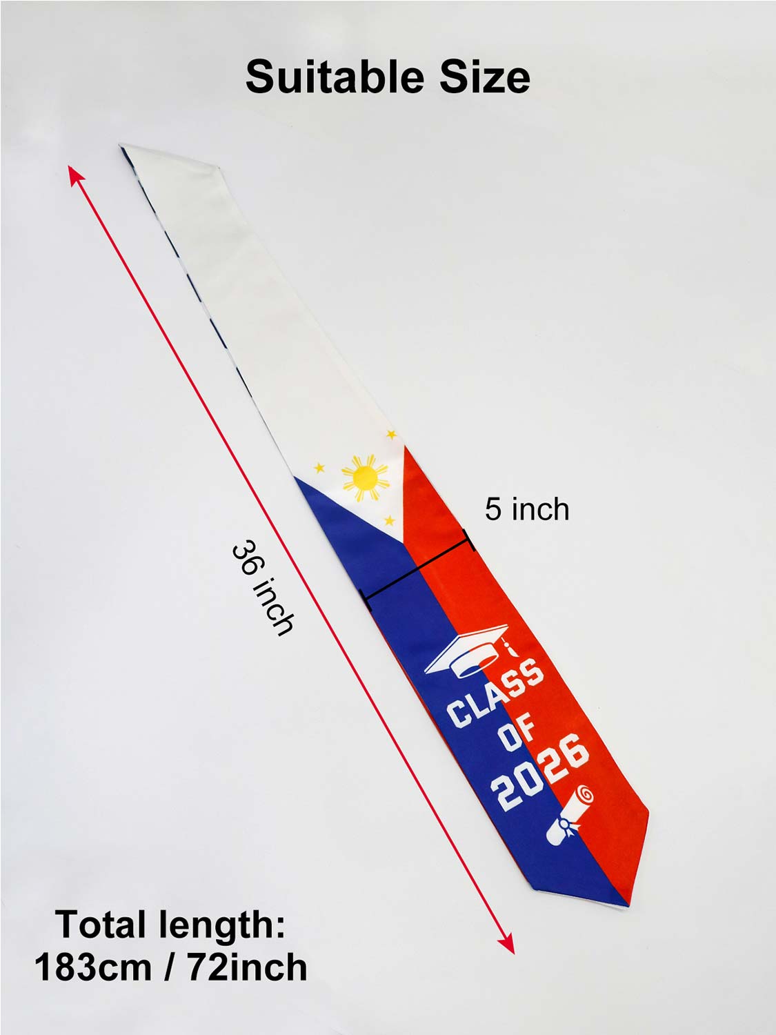 Class of 2026 Flag Graduation Stole for Adults 72" - 8 Styles Available