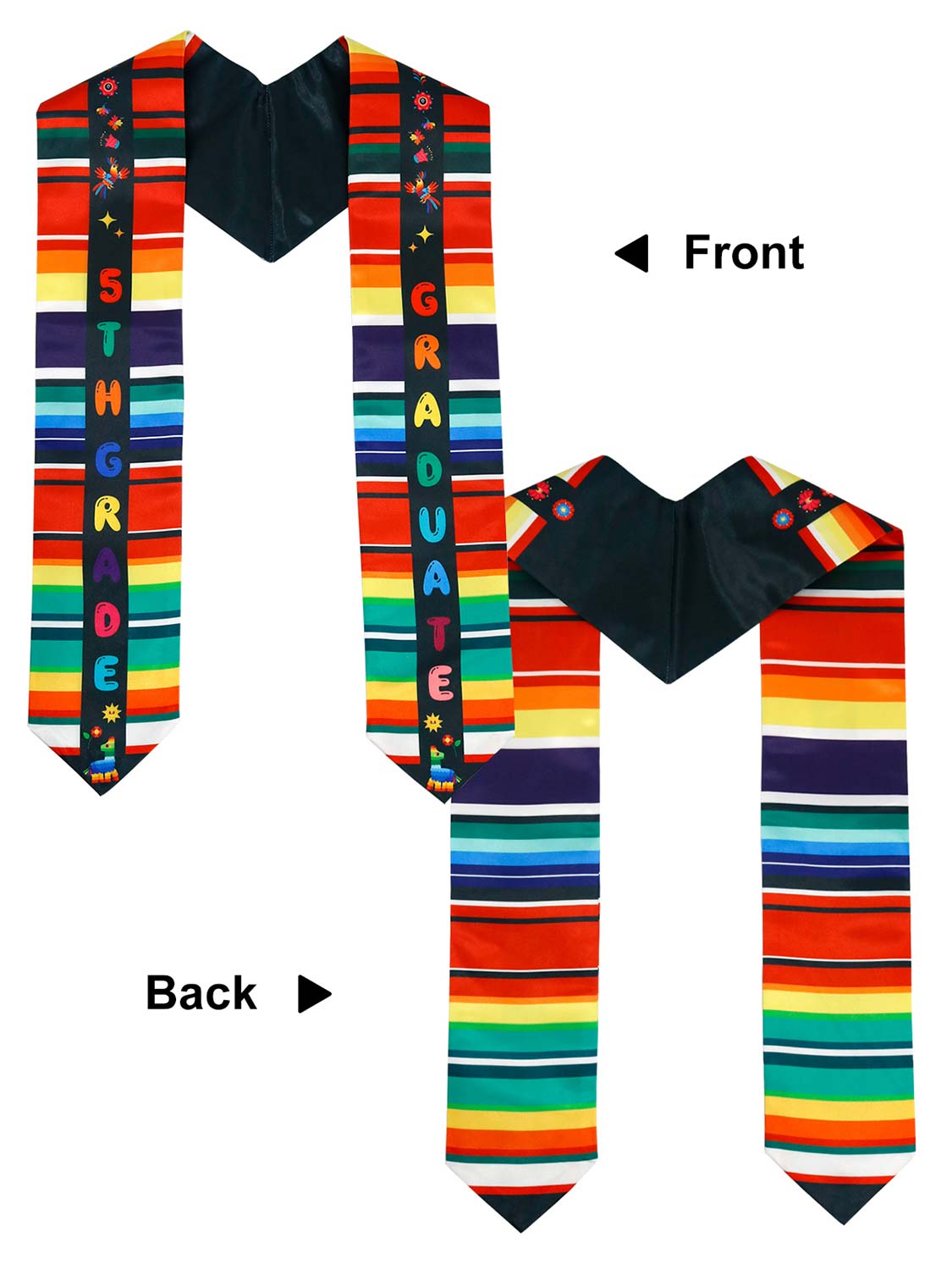 Mexico Graduation Print Stole 60" for 5th Grade Graduates