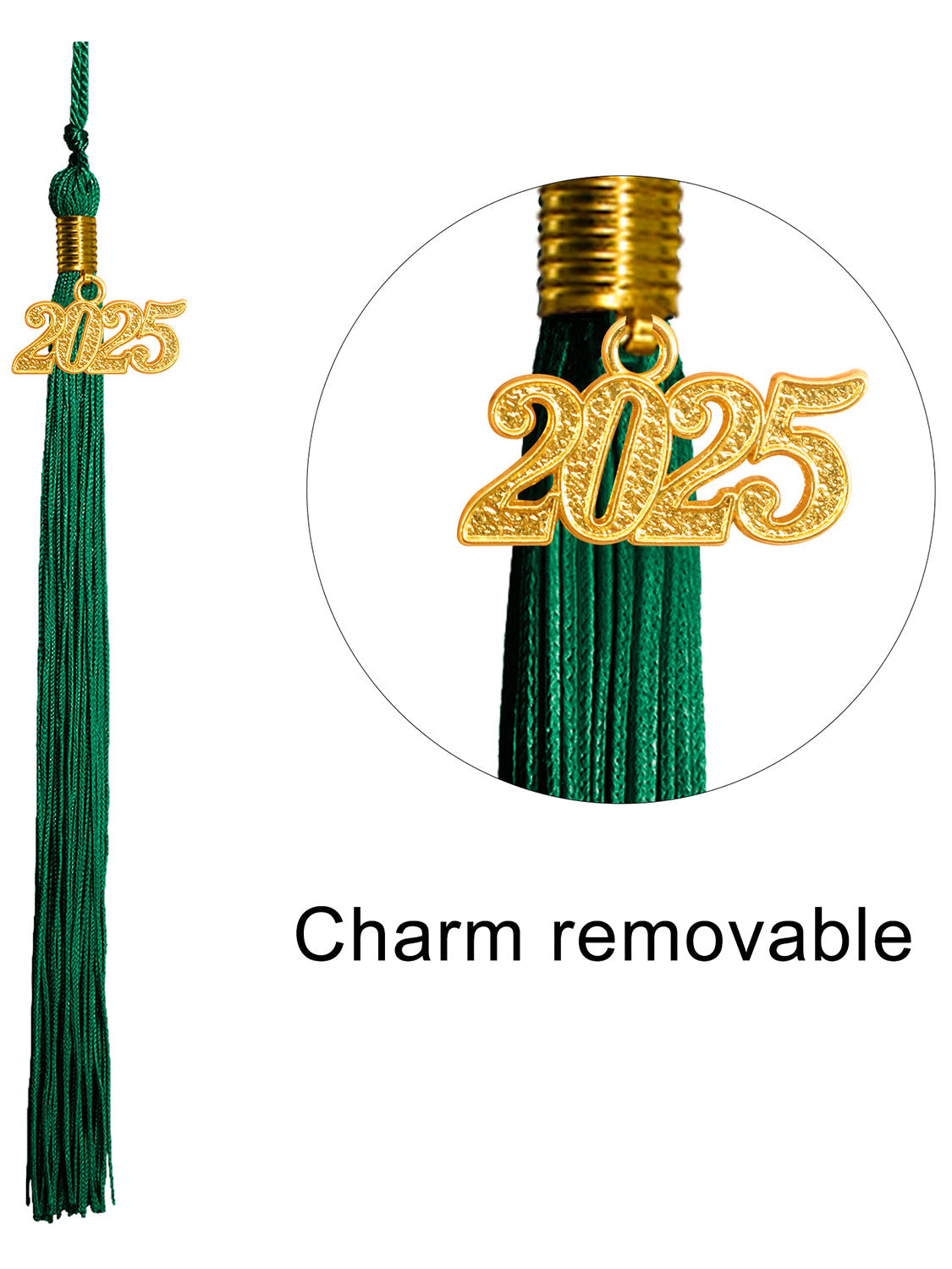 Graduation Single Color Tassel With 2025 Gold Year Charm