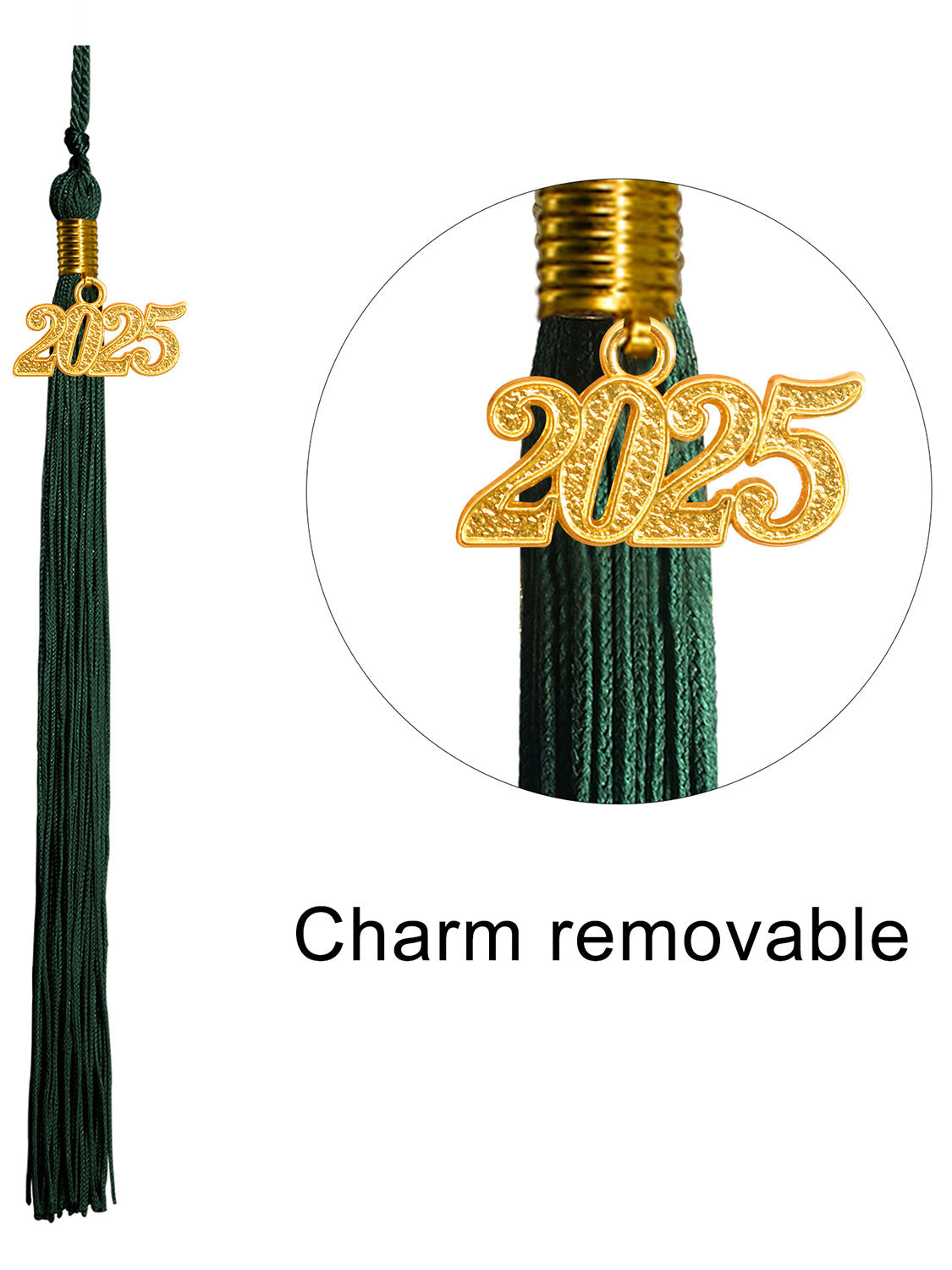 Graduation Single Color Tassel With 2025 Gold Year Charm