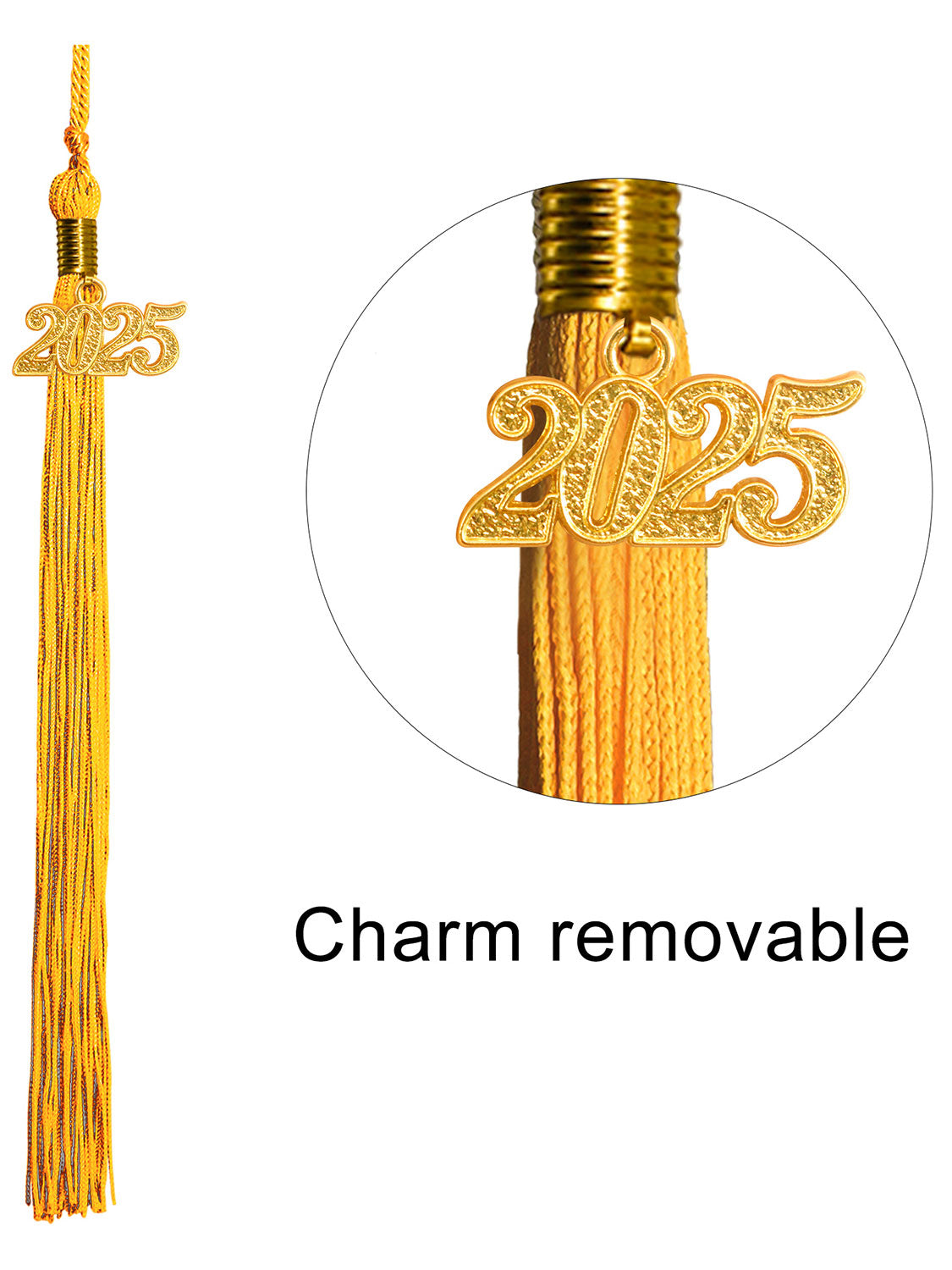 Graduation Single Color Tassel With 2025 Gold Year Charm