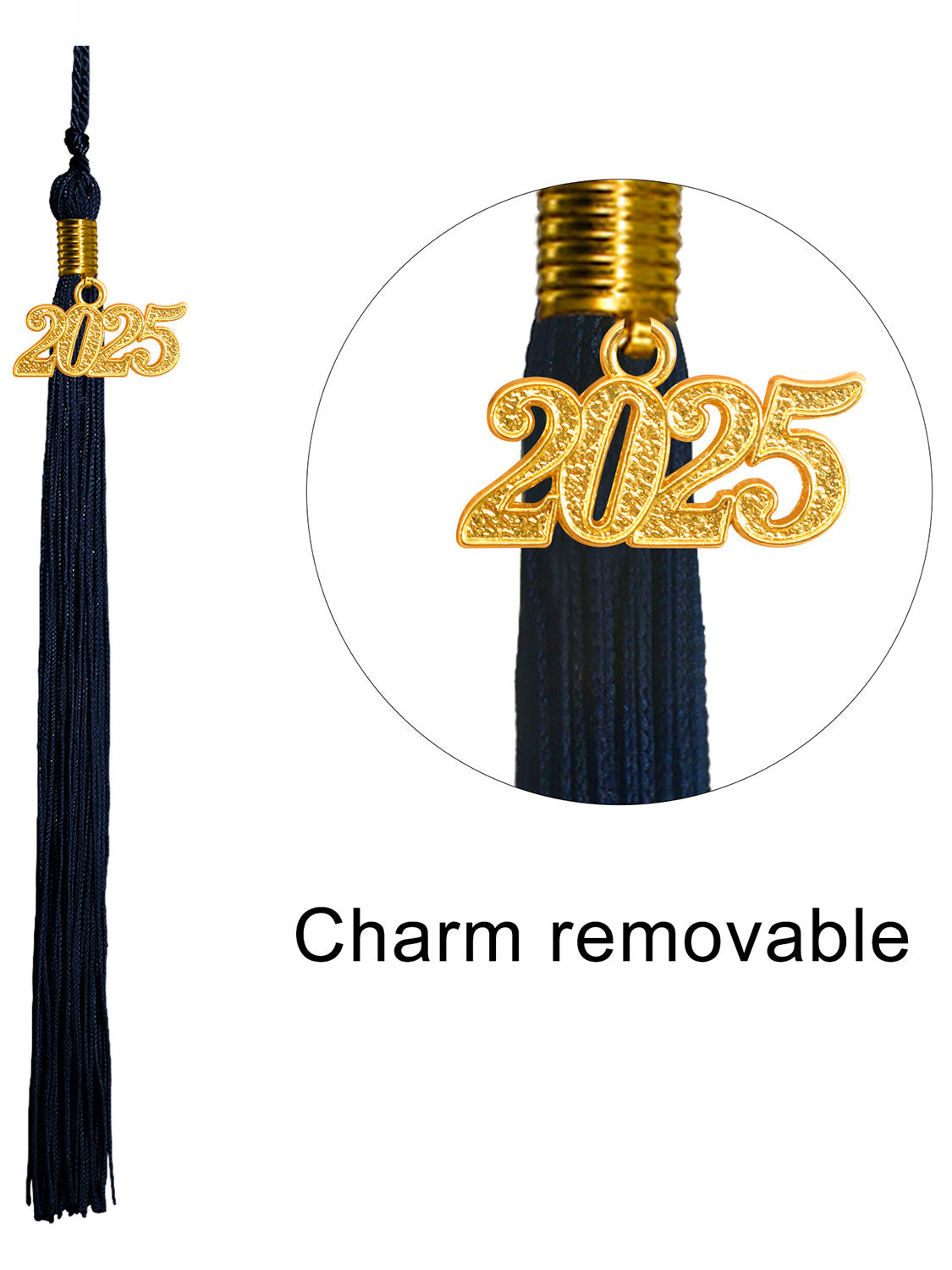 Graduation Single Color Tassel With 2025 Gold Year Charm