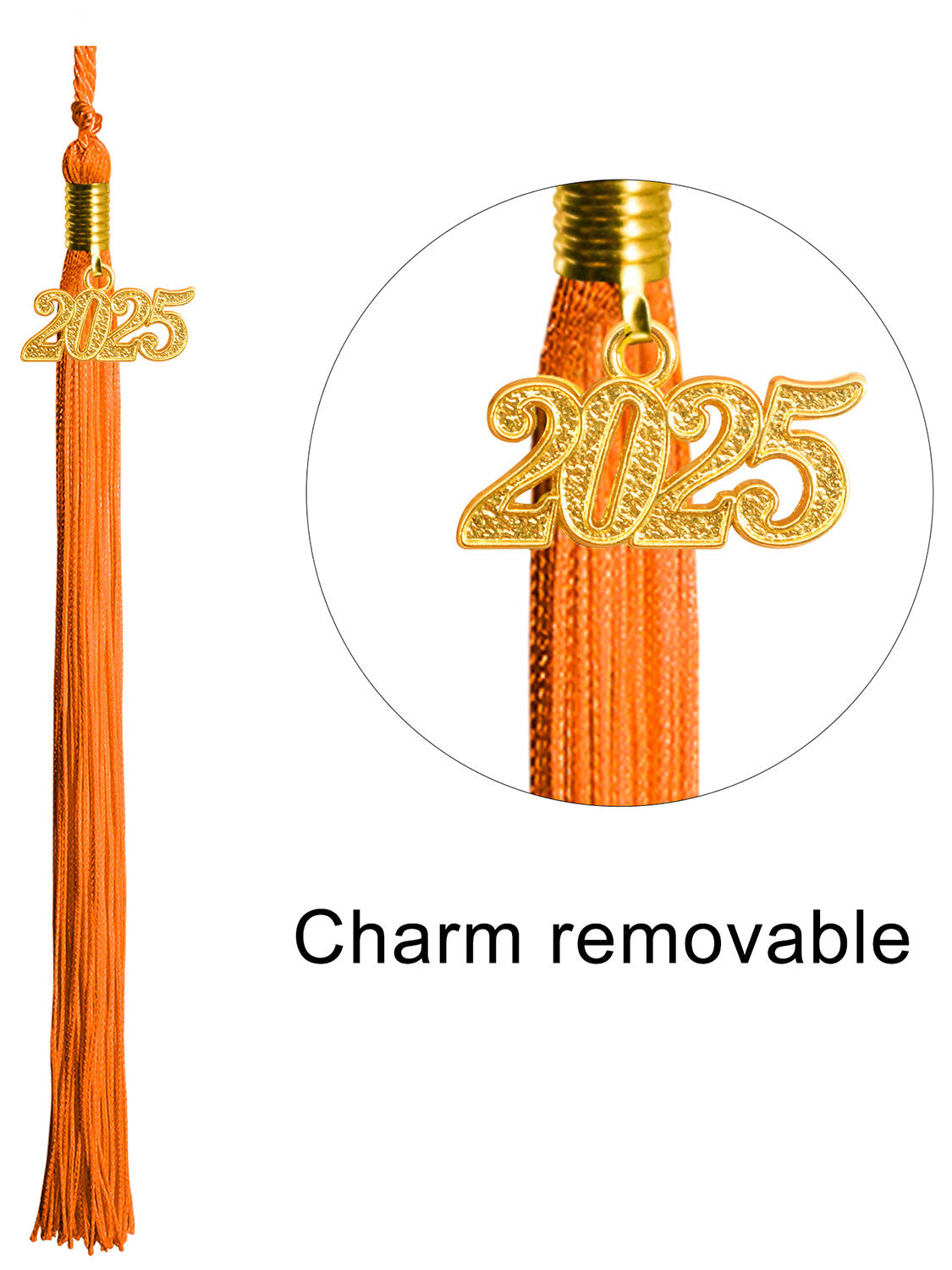 Graduation Single Color Tassel With 2025 Gold Year Charm