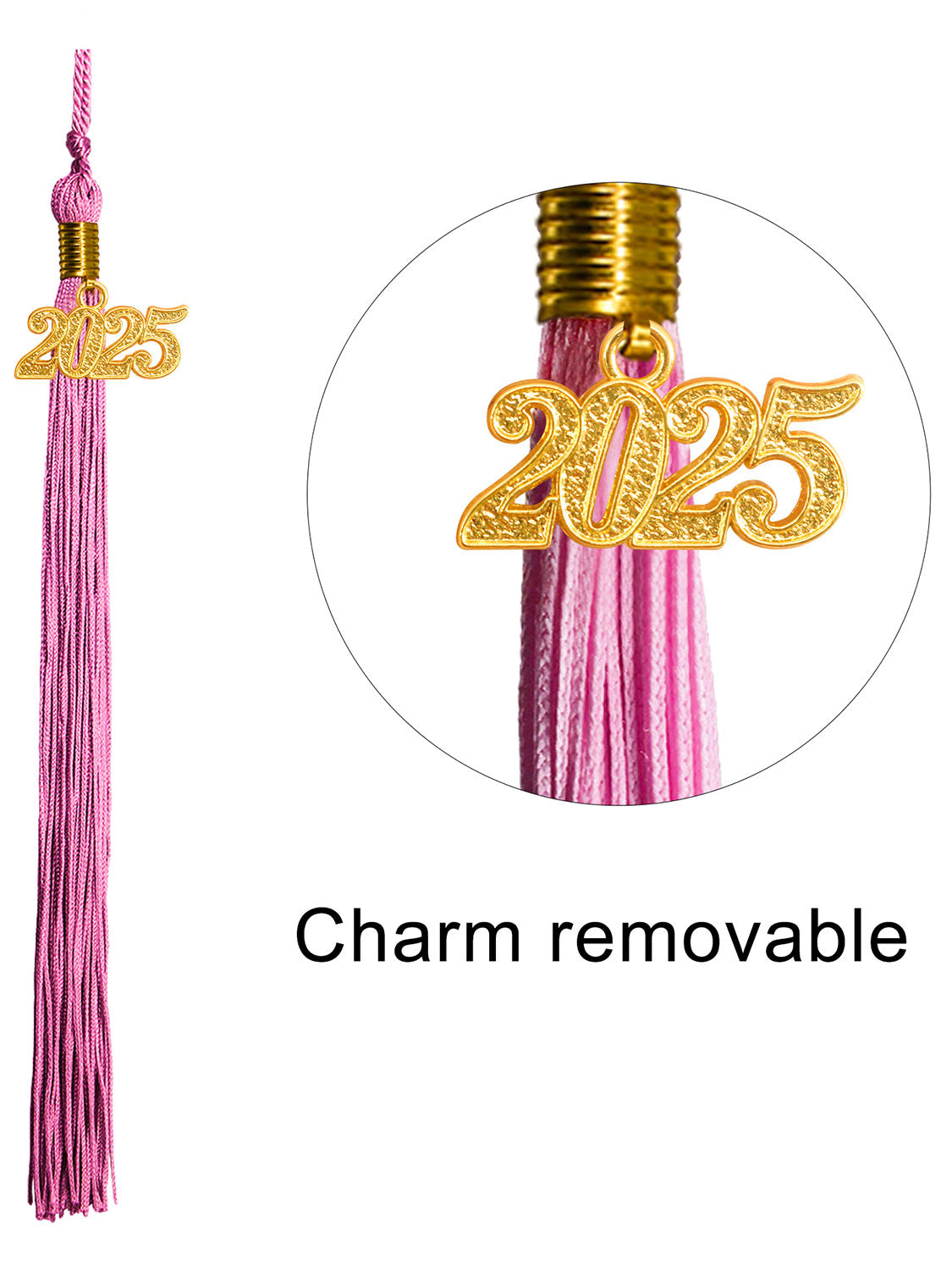 Graduation Single Color Tassel With 2025 Gold Year Charm