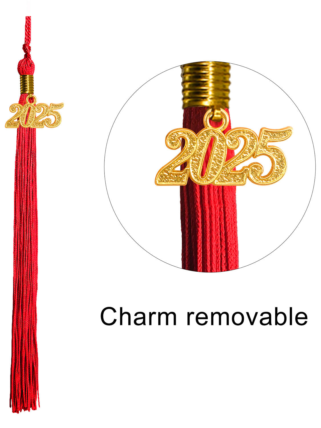 Graduation Single Color Tassel With 2025 Gold Year Charm