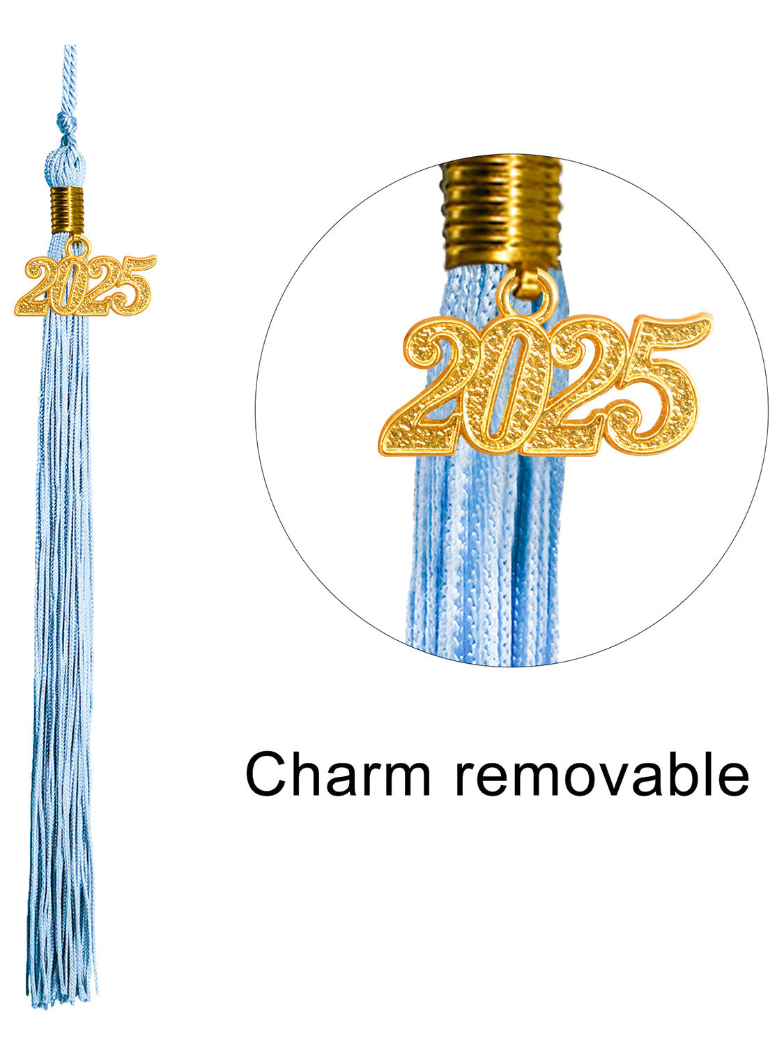 Graduation Single Color Tassel With 2025 Gold Year Charm