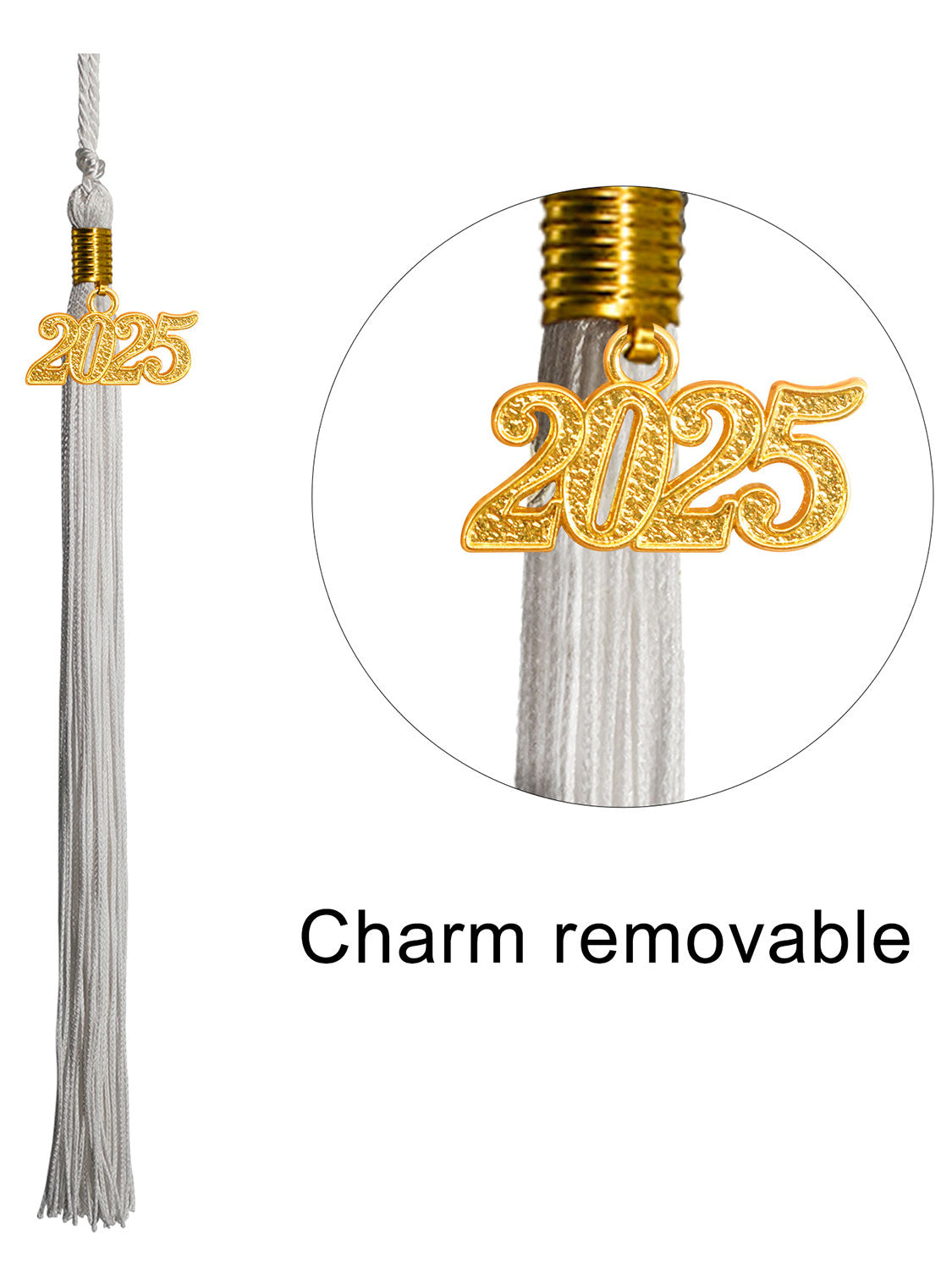 Graduation Single Color Tassel With 2025 Gold Year Charm