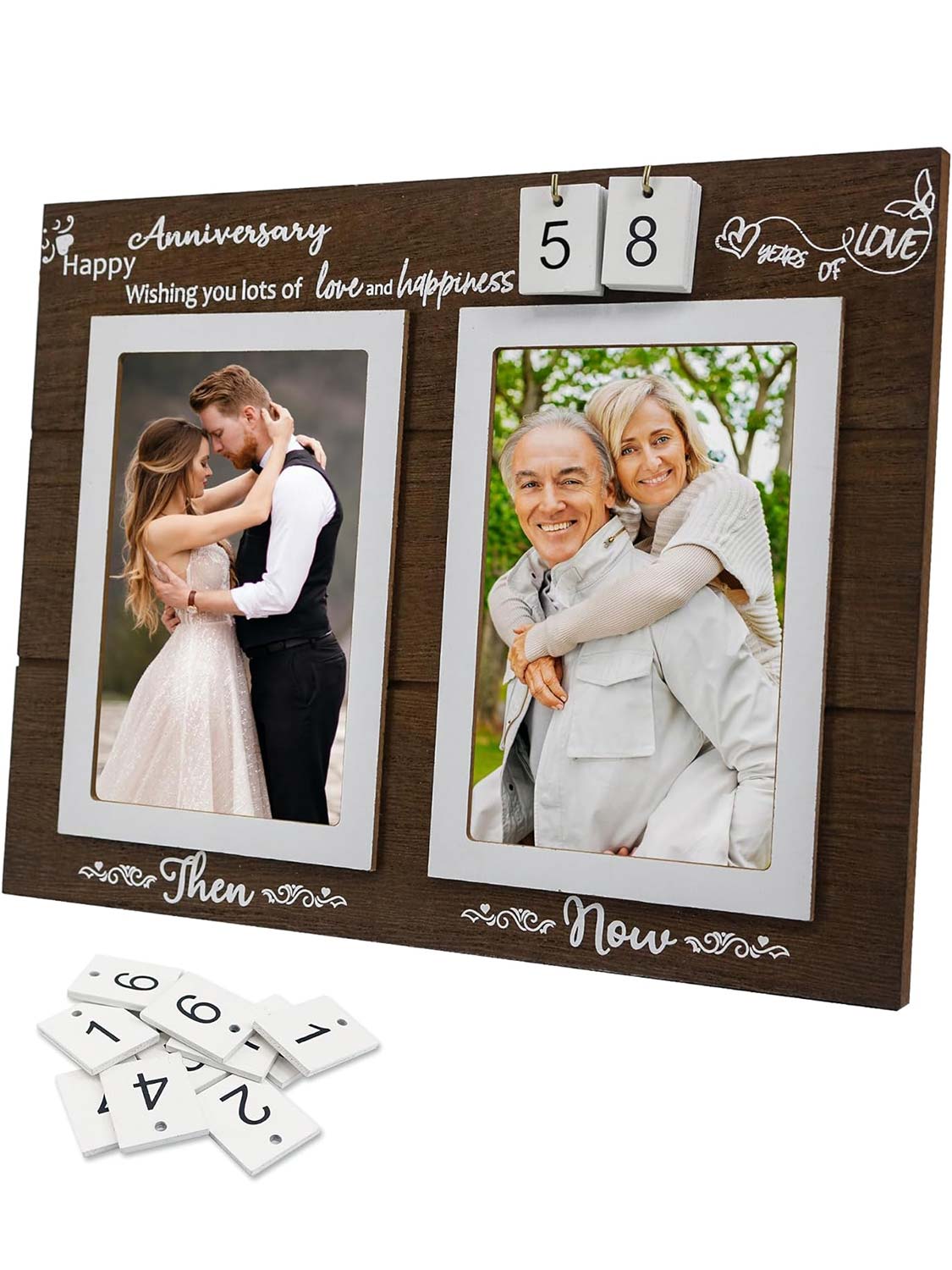 4*6 Brown Anniversary Wood Photo Frame Holds